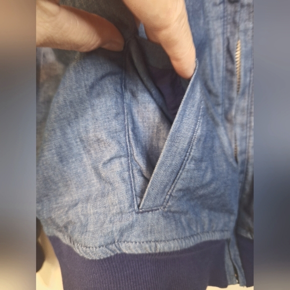 Tommy Hilfiger Girls XL reversible chambray denim navy floral bomber jacket - Picture 4 of 12